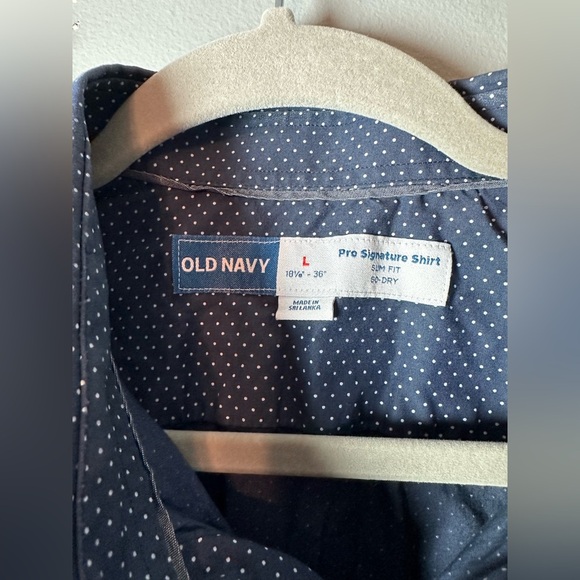 Old Navy Pro Signature Slim Fit Dress Shirt Men’s Large Navy Dot - Picture 4 of 5